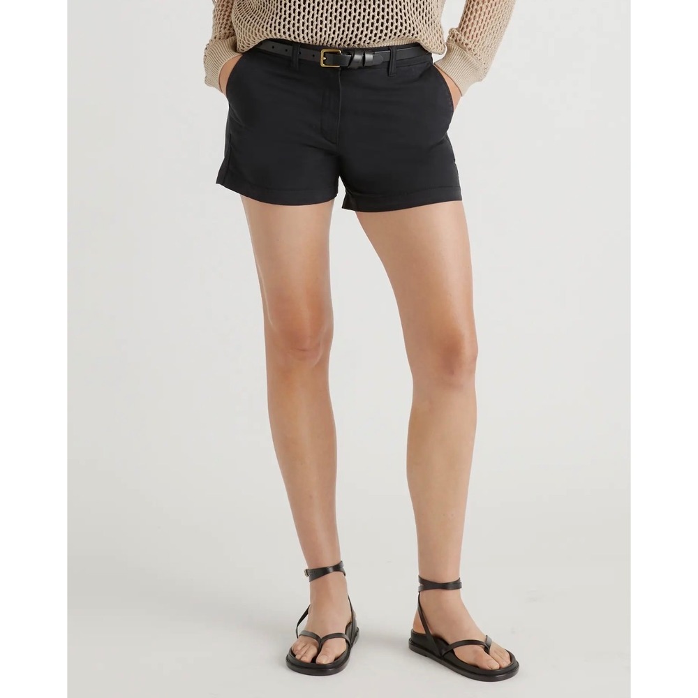 Quince Organic Stretch 97% Organic Cotton Chino Shorts Black Size 8 NWT
